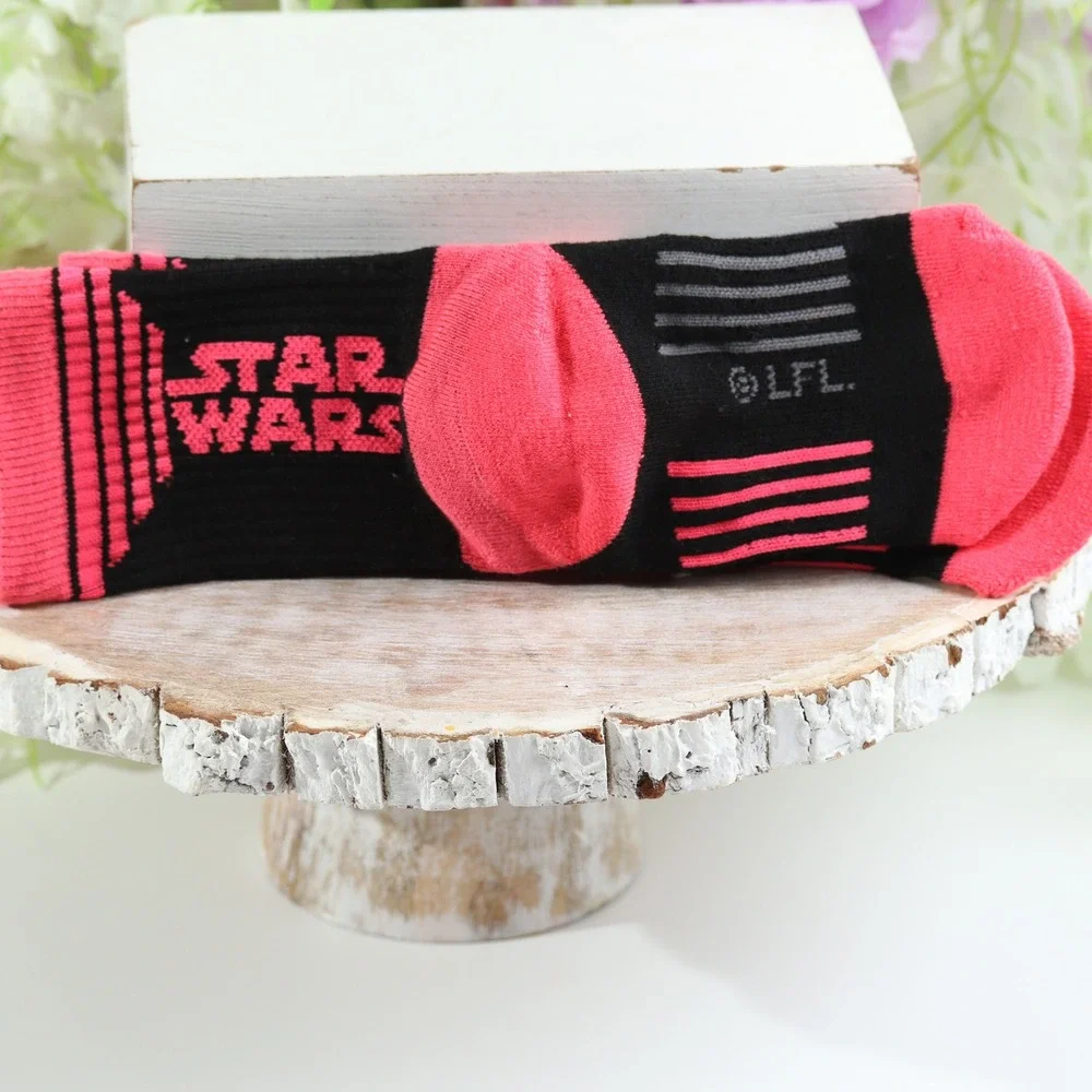 Star Wars Darth Vader Athletic Crew Socks Black Pink Kids Shoe Size 13-3 New